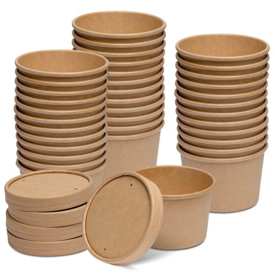 Cont Food Paper Kraft 8 Oz 25 Ct